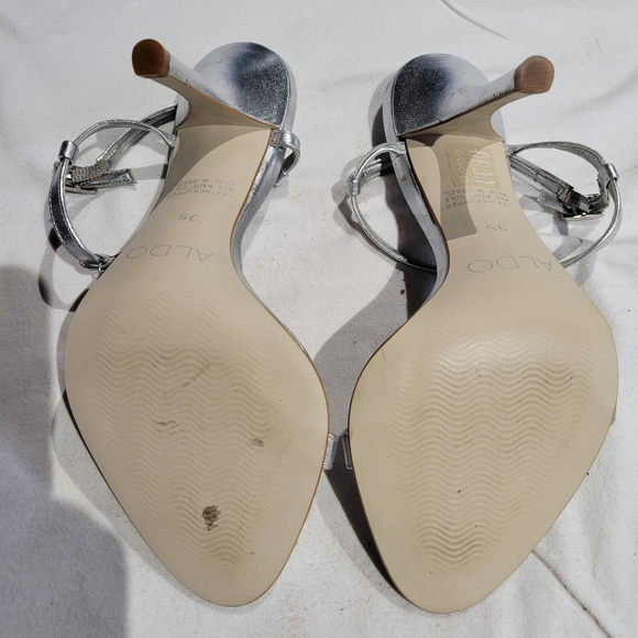 ALDO Silver Heels with Rhinestones. Size 5 - Picture 6 of 6